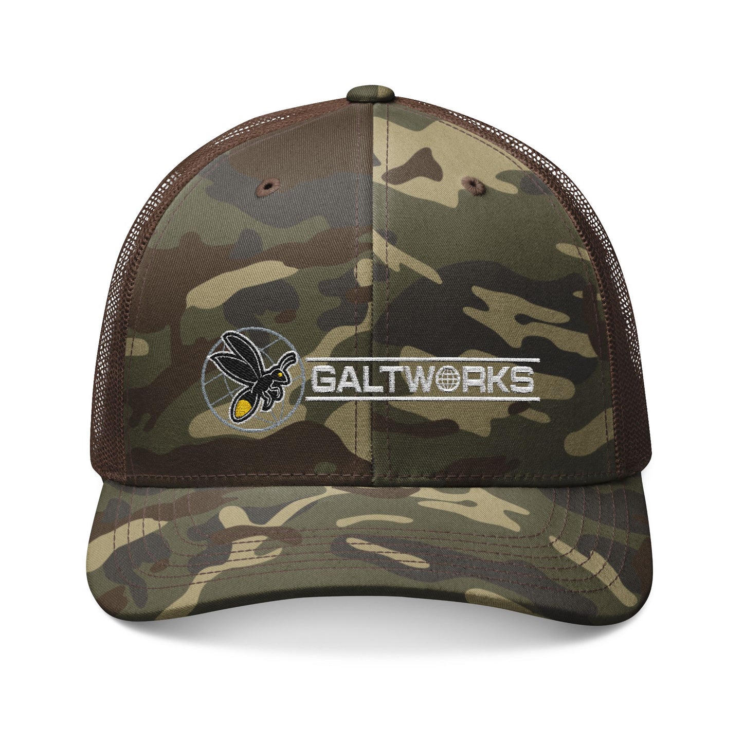 Galtworks Logo -- Camouflage Trucker Hat (Embroidered)