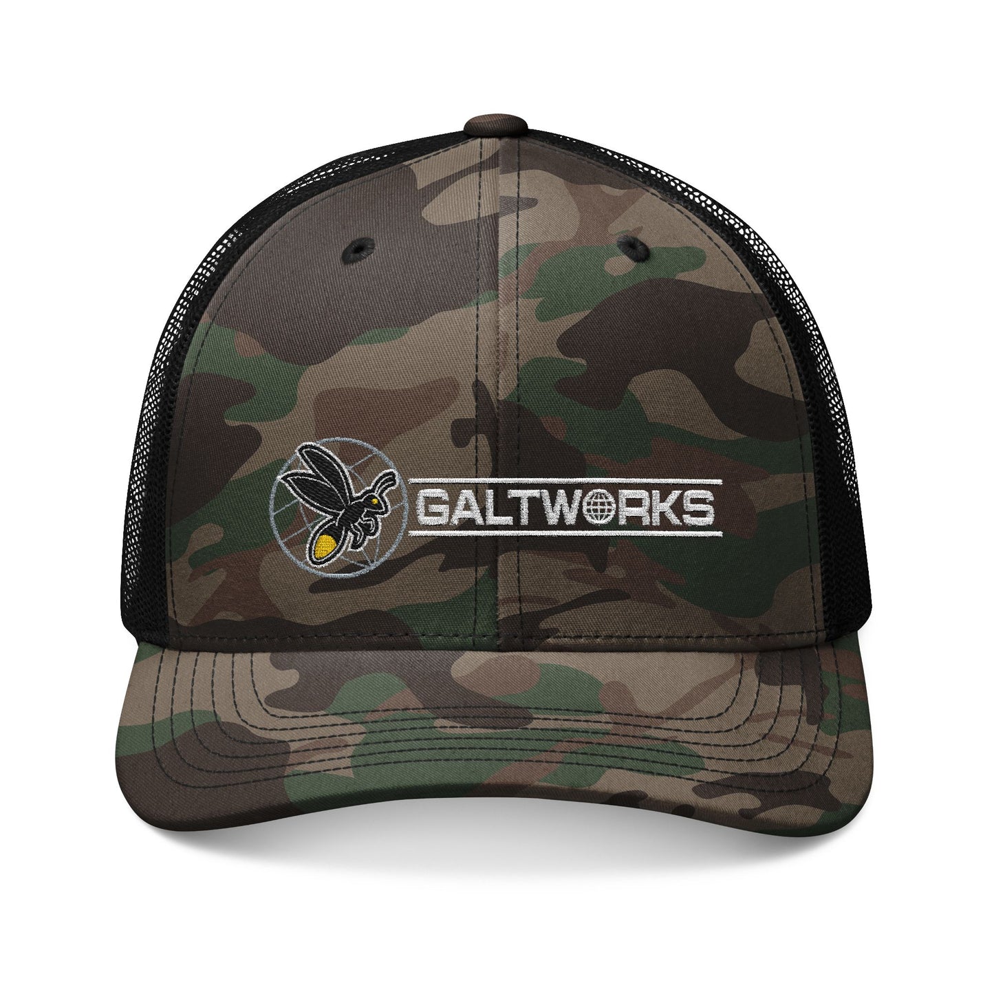 Galtworks Logo -- Camouflage Trucker Hat (Embroidered)
