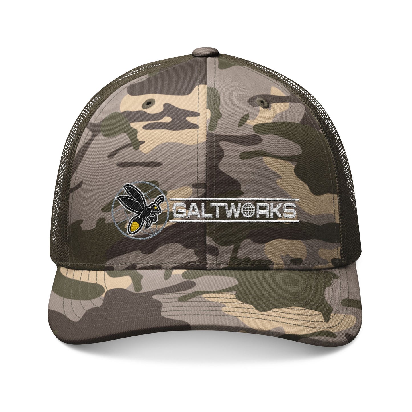 Galtworks Logo -- Camouflage Trucker Hat (Embroidered)
